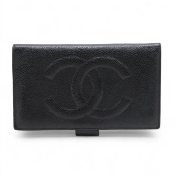 Chanel CC Logo Caviar Skin Wallet Black - Picture 1 of 8